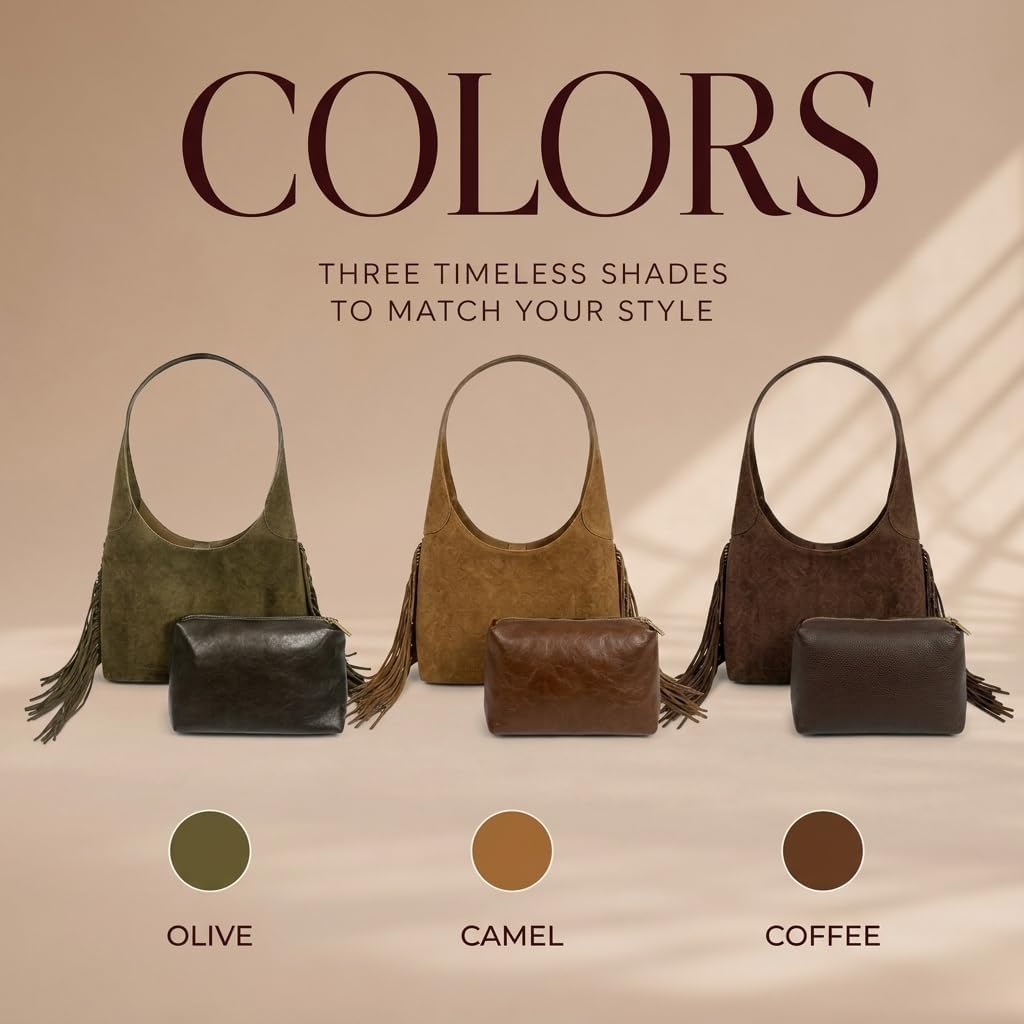 Suede Fringe Hobo in Camel — photo 3